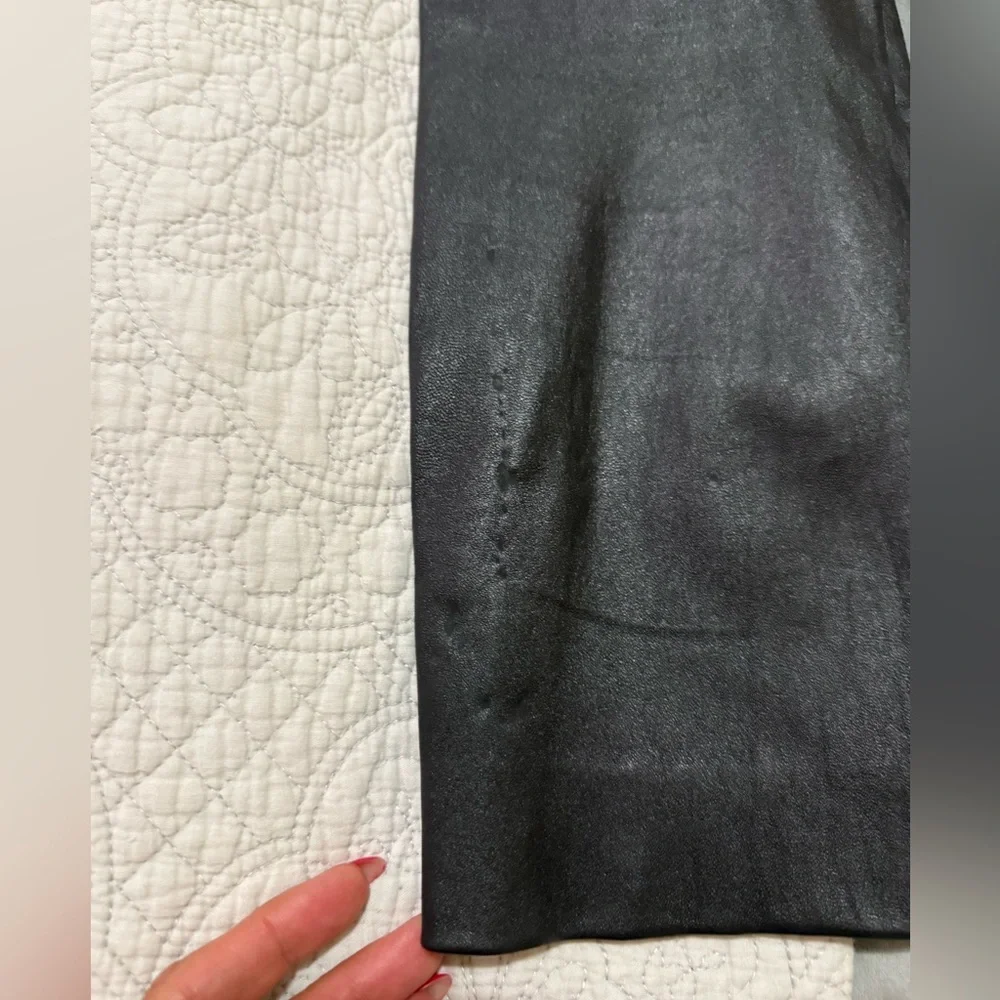 Vince  Black Soft Leather Ankle Pants Straight Leg Mid Rise Size 0 - Picture 8 of 13